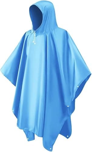 DDhayyp Rain Poncho Waterproof Adult - Festival Poncho, Waterproof Lightweight Raincoat with Hood - Emergency Rain coat for Hiking, Cycling, Camping, Concert (Blue)