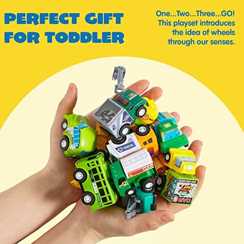 JOYIN 25 Piece Pull Back City Cars and Trucks, Toy Cars Gifts for Birthday — view 5