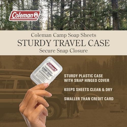 Coleman Camp Soap Sheets – 25 Travel Soap Sheets for Camping, Hiking & Backpacking – Perforated for 50 Washes, Dissolves Instantly in Hot or Cold Water, TSA-Approved for Travel — view 6