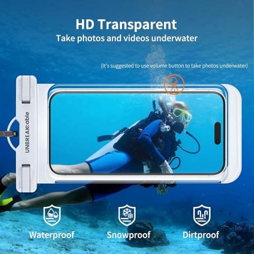UNBREAKcable Waterproof Phone Pouch, 2-Pack IPX8 Waterproof Phone Case Dry Bag Swimming Travel, Underwater Case for iPhone 17 Air 16 15 14 13 Pro Max XR Samsung S25 S24 Ultra S21 Huawei P70 up to 7" — view 3