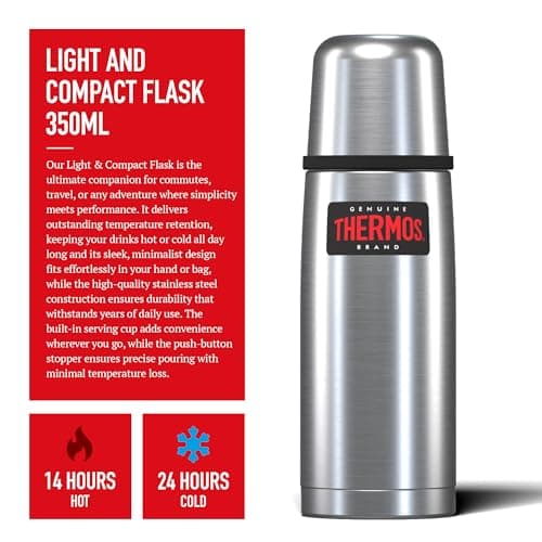 Thermos Light & Compact Stainless Steel Flask (350ml) 14h Hot | 24h Cold — view 3