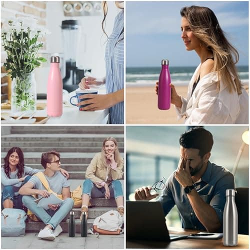 Insulated Water Bottle, 500ml Stainless Steel Thermal Flask, Vacuum Insulated Flask for Hot & Cold Drinks, Leak-Proof Thermal Metal Drinking Water Bottles for Kids, Gym, Sports, Travel (Blue) — view 6