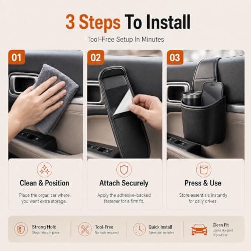 PU Leather Car Door Cup Holder，Red — view 4