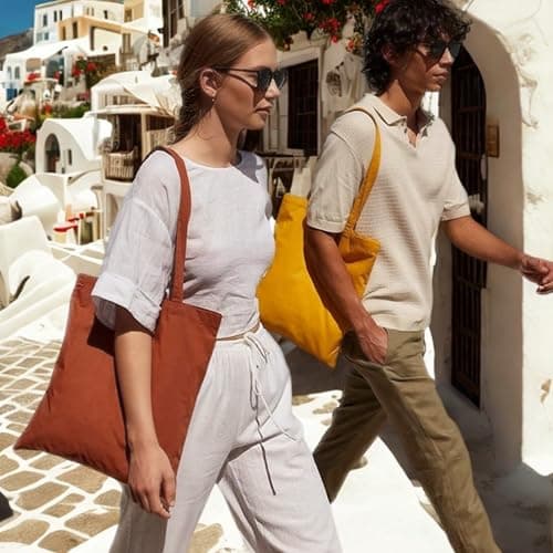 Wonky Line Premium Cotton Tote Bag, Eco-Friendly Shopping Bag, 100% Cotton Canvas, Reusable Grocery Cloth Bag, Extra Strong Long Handle Double Stitched Ideal for Printing (Burgundy) — view 2