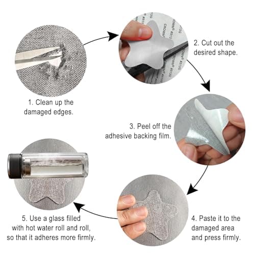 INCNMAD Fabric Repair Patches 2 Pcs 28x20.5 cm Self Adhesive Linen Repair Tape for Clothing, Down Jacket, Sofas, Tent, Sleeping Bag, Car Seats (Dark Grey) — view 4
