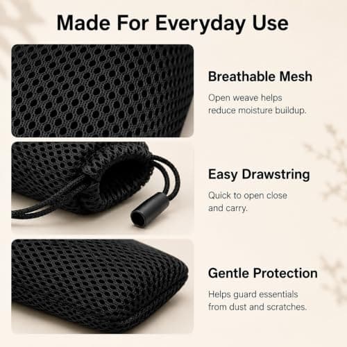 3Pcs 18x9cm Drawstring Mesh Bags, Breathable Nylon Pouches for Electronics — view 4