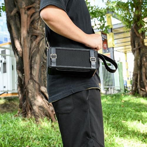 HTU PU Travel Carrying Strap Case with Adjustable Shoulder Strap Protective Speaker Cover for Marshall Middleton Speaker — view 3