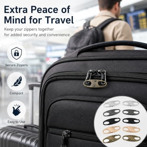 Dual-Head Zipper Lock Clasps, 10-Pack (Gold, Silver, Bronze, Black, White - 2 Each) - Security Lock for Luggage, Backpacks, Suitcase, Easy-Install Anti-Theft Zipper Pull Locks — view 2