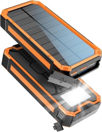 Solar Charger 20000mAh Power Bank, Portable Solar Panel Charger with Bright LEDs & 4 USB Outputs, Quick Charging Solar Phone Charger Battery Pack for Smartphone