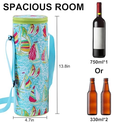 Leberna Wine Bag Single Bottle Carrier Tote Green 2L — view 2