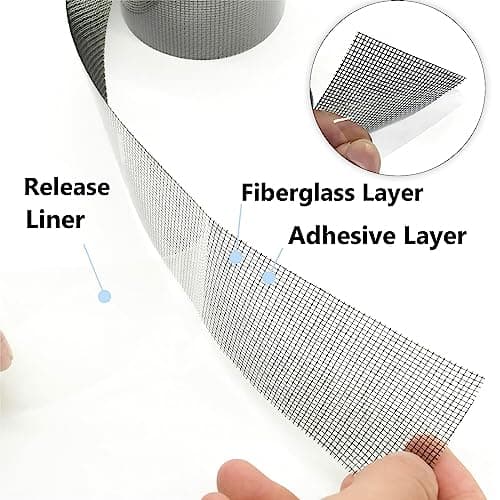 Skyzone Screen Repair Tape, 5cmx5m Self-Adhesive Fiberglass Repair Kit Mesh Patch Mosquito Net Repair Tape Waterproof Screen Patch for Door and Window Screen Repair Anti-Mosquito (Grey) — view 5