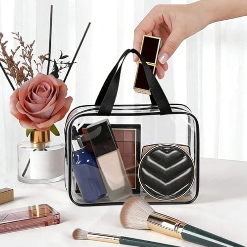 Large Clear Travel Toiletries Bag, 4 Pcs Clear Toiletry Bag with Handles, Thickened PVC Waterproof Makeup Bags with Zippers Travel Wash Bags for Travelling and Holiday Women Men — view 6