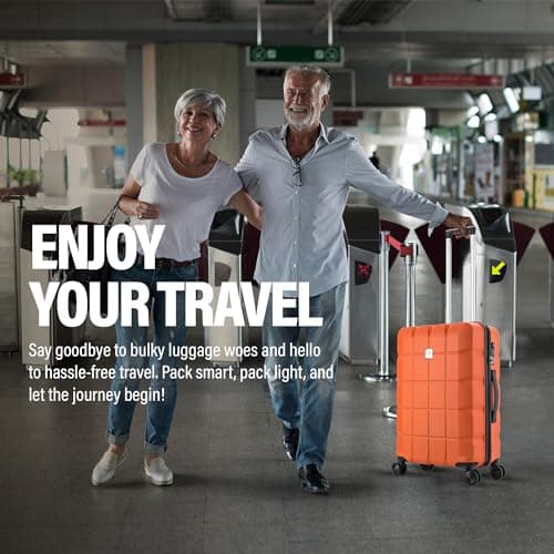 ATX Luggage Large Suitcase on 4 Dual Spinner Wheels Super Lightweight ABS Hard Shell Hold Check in with Built-in TSA Lock(Orange, 110 Liter) — view 5