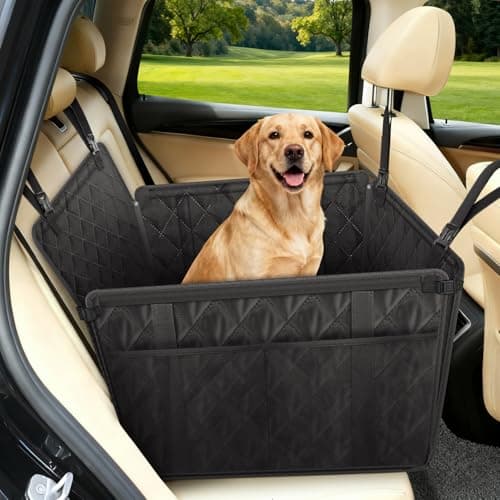 Looxmeer Extra Stable Dog Car Seat with Seat Belt, 4 Storage Bags, Non-Slip