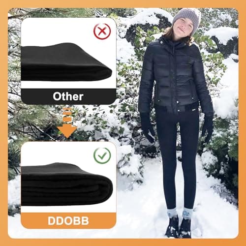 DDOBB Thermal Leggings Women High Waist Fleece Lined Winter Black Sports Leggings Workout Warm Yoga Pants Tights Running Hiking Gym(Black L-XL) — view 4