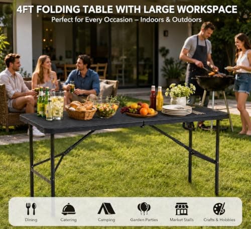 ACCURATE Heavy Duty Folding Camping Table (BLACK, 4FT) — view 5