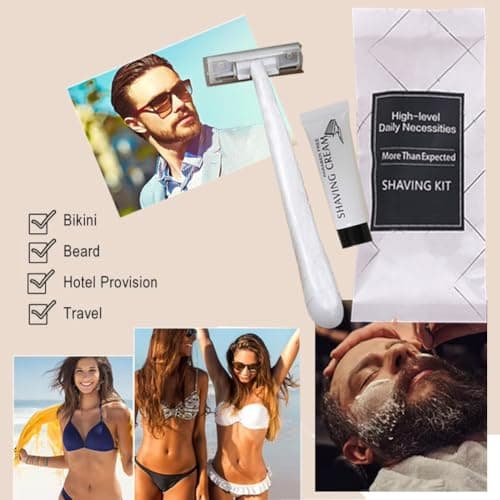 10Pack Individually Wrapped Travel Disposable Shaving Kit and Shave Cream; Clean and Hygienic; Sensitive Skin Manual Razor Toiletries Amenities, Hotel Shaving Razor for Hotel,Camping and Travel — view 6