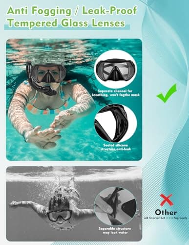Hydomi Snorkel Set for Adults – Comfortable Leak-Proof Mask with Anti-Fog Tempered Glass, 180° Panoramic View & Dry Top Snorkel, Adjustable Diving Set for Holiday & Beach — view 3