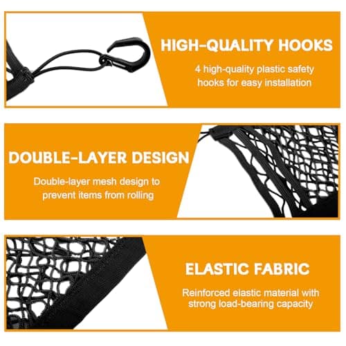 3 Layers Car Mesh Organizer,Dog Car Barrier,Four-Side Elasticity Auto Seat Back Net Bag Between Front Seats,Portable Kid Dog Pet Net Barrier,Universal CarMesh Pocket,Tissue Purse Holder (Black) — view 3