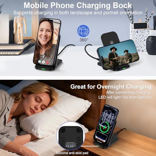 15W Foldable Wireless Charger Samsung,Fast Wireless Phone Charger Stand for Samsung Galaxy S26 Ultra S25 S24 S23 S22 S21,Google Pixel 10 Pro 10 9 9a 8 7,Wireless Charging Station for iPhone 17 16 — view 6