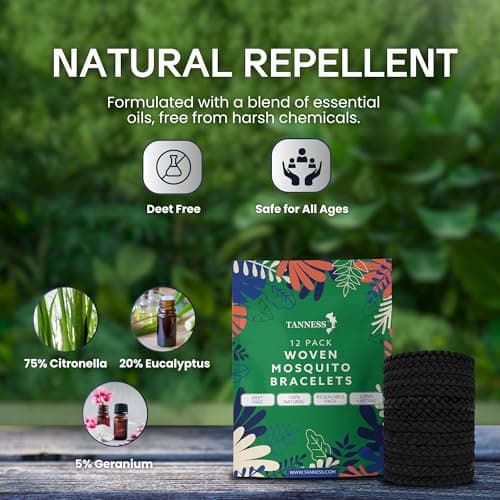 Tanness 12 Pack Mosquito Repellent Bracelet - 370 Hours Protection Bands — view 2