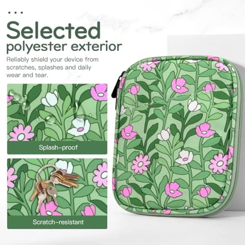 Vinabilia 6-7 Inch Sleeve Case for Kindle and eReader, Cyan+Flower — view 4