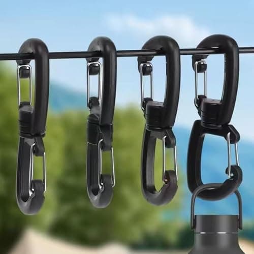 LANQEAOR 4 Pack Double Carabiner Keychain Clips, 360° Rotating Dual Hook Key Holders, Quick Release Snap Hooks for Keys, Backpacks, Water Bottles and Everyday Carry, Black — view 5