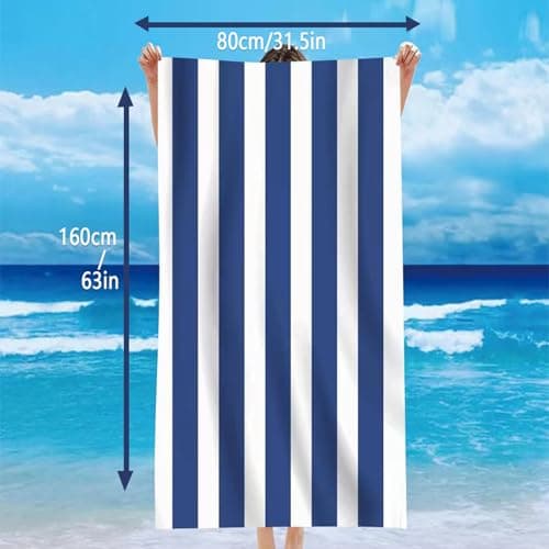 MEgegulo Large Beach Towel 160 * 80CM ultra-fine fiber, adult soft absorbent sports, travel towel quick drying stripe large size， lightweight, compact — view 6