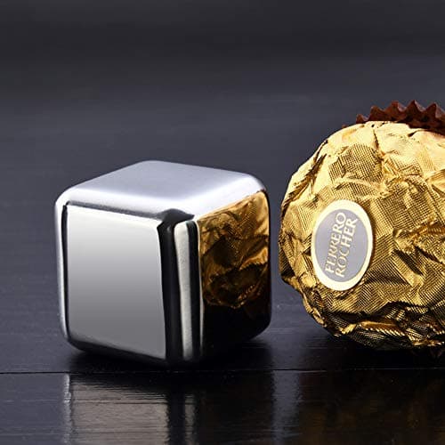 Stainless Steel Whiskey Stones Luxury Gift Set, Reusable Ice Cubes with Barman Tongs and Freezer Tray — view 6