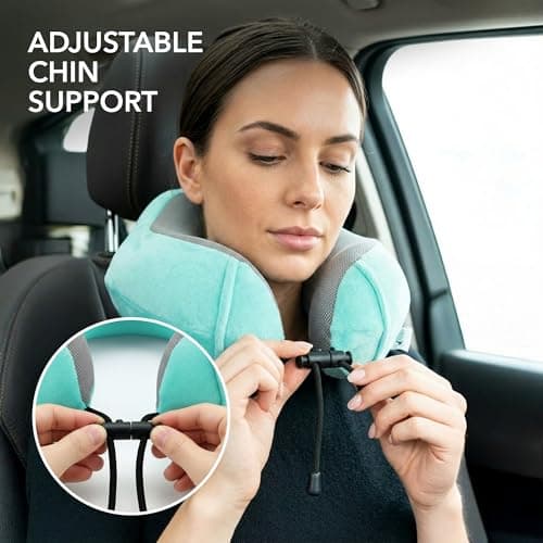 LUGG Travel Memory Foam Neck Pillow with Buckle – Ergonomic Neck Support, Portable & Lightweight, Ideal for Flights and Road Trips (Turquoise) – 28 x 28 x 4cm — view 6
