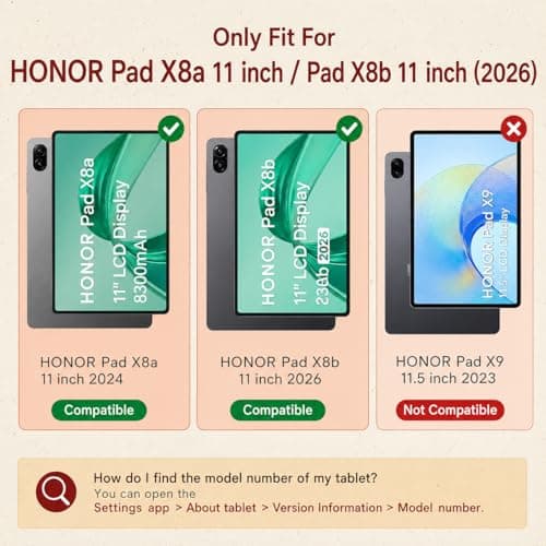 360 Rotation Case for Honor Pad X8a 2024, PU Leather Protective Cover with Rotating Stand & Auto Sleep/Wake (Black) — view 2