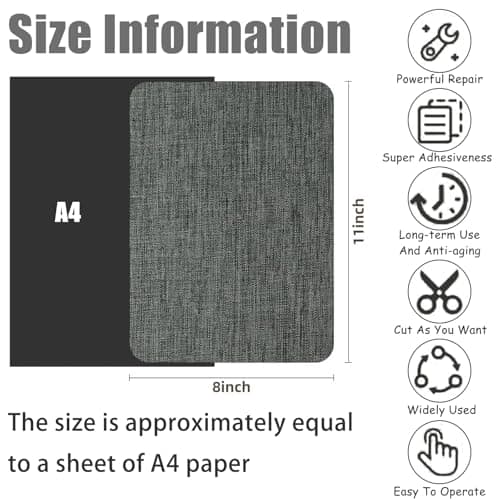 3 PCS Self-Adhesive Linen Fabric Patches,Large Repair Patches for Sofas, Chairs, Shoe and Clothes, Heavy-Duty Dark Grey Carpet Repair Kit,Easy to Cut & Reusable (20.3x27.9CM) — view 4