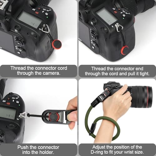 HOTUT Camera Wrist Strap,Climbing Rope Camera Wrist Band with Quick Release Buckle,Quick Release Hand Strap for Photographers,Nylon Rope Band for SLR DSLR Digital Mirrorless(Red) — view 6