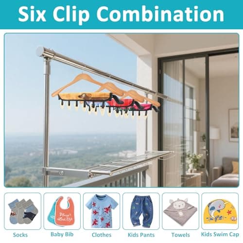 TamBee Travel Hanger Clips, Cruise Ship Essentials Portable Folding Clothes Hanger Clips Towel Drying Rack Sock Dock Swimsuit Drying Rack Hanger with 6 Clips Pack of 3 (Animals) — view 6