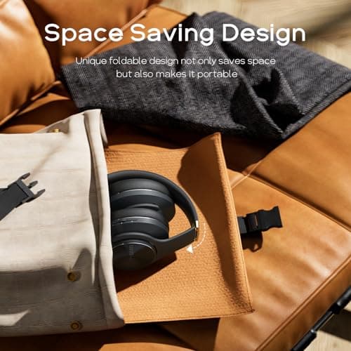 DOQAUS Bluetooth Headphones Over Ear, 90 Hrs Playtime, Bluetooth 5.3 Wireless Headphones, 3 EQ Modes, Foldable Hi-Fi Stereo Bass Headphones Wireless, Soft Earpads, Built-in Mic, for Phone PC Travel — view 6