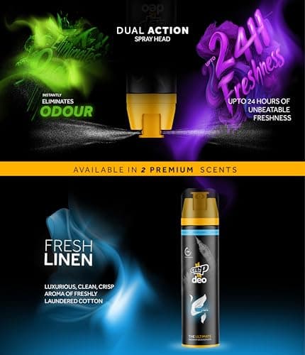 Crep Protect Shoe Deodorizer Spray - Foot & Shoe Odor Eliminator for Smelly Shoes, Sneakers, Boots, Suede & Nubuck - 24-Hour Freshness, Refreshing Scent (Fresh Linen, 150ml) — view 3