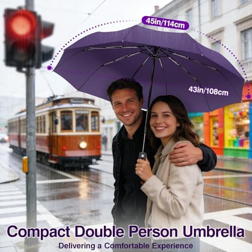ZOMAKE Compact Umbrella Windproof,Travel Small Umbrella (46in-Purple) — view 2