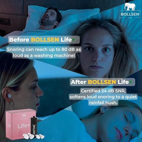 BOLLSEN Life+ Pink Edition Earplugs for Sleeping – Silicone Noise Cancelling Ear Plugs with 2 Sizes (S & M) – 24 dB SNR Noise Damping – Comfortable for Day & Night Wear – Durable & Reusable 100x (1) — view 6