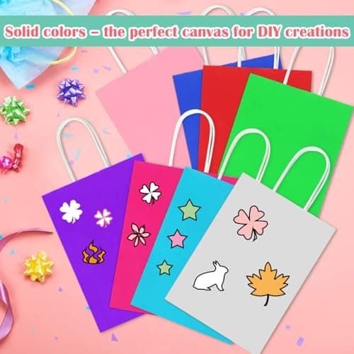 SHUBEIEUMI 10Pcs Kraft Paper Bags with Handles-Silver Grey — view 5