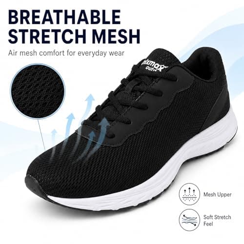 Knixmax Outdoor Wide Toe Box Trainers for Men Women Lightweight Walking Shoes with Breathable Mesh Comfortable Wide Fit Sneakers for Gym,Light Running and Everyday Wear Black UK6-EU39 — view 5