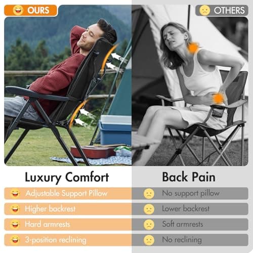 Portal Reclining Camping Chairs for Adults Set of 2 Heavy Duty High Back — view 6