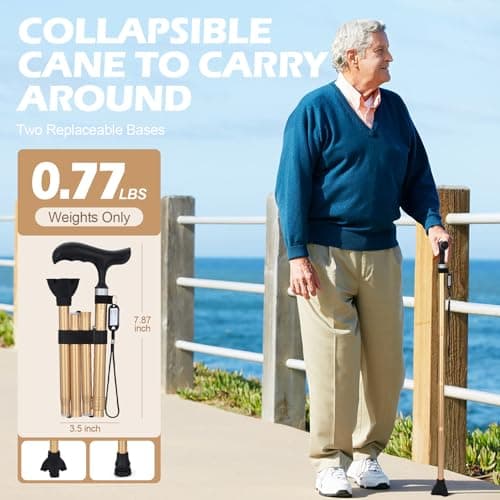 Parlora Folding Cane for Women/Men - Lightweight, Adjustable & Foldable for Elderly and Adults, Mobility Aid with Balance and Anti-Slip Tip, Compact for Travel and Daily Use ( — view 5