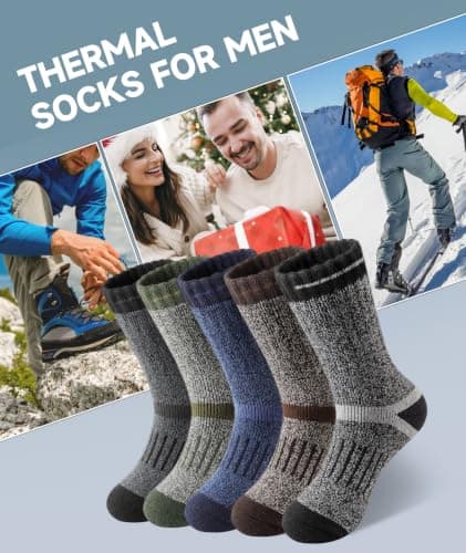 BESTENA 5 Pairs Mens Merino Wool Hiking Socks Thermal Socks for Men Winter — view 6