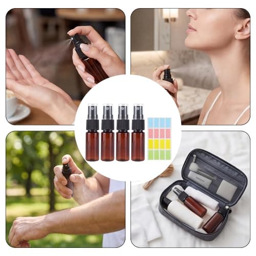 20ml Spray Bottles - 4 Pack Fine Mist Atomiser Empty Spray Bottles, Reusable Plastic Mini Travel Sprayer Bottles Set, Small Refillable Containers for Traveling, Cosmetic, Perfume, Essential oil — view 6