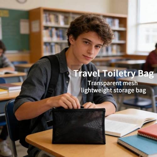Travel Toiletry Bag,Large Capacity Makeup Bag with Zipper,Transparent Cosmetic Pouch for Travel Airport Security Beach Gym(2Pcs/9.45x7.09inch/Black) — view 6