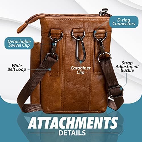 Hengwin Crossbody Phone Bag, Men’s Shoulder Strap Bag, Genuine Leather Card Wallet, Mobile Phone Case Holder, Small Purse Handbag, Passport Travel Pouch Carrier — view 4