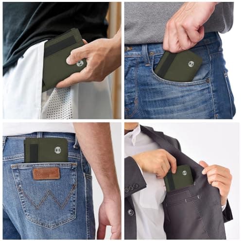 DiULi Small RFID Blocking Wallet for Men & Women | Secure Travel Zip Card Holder with Coin Pocket | Compact Slim Minimalist Black RFID Wallet Green — view 6