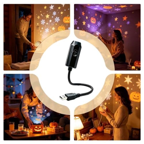 Mini Halloween Christmas Projector Lamp with HD Lens and Flexible Gooseneck — view 4