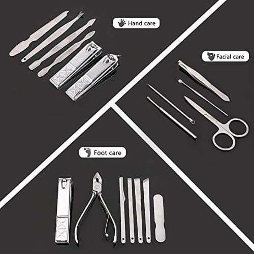 Manicure Pedicure Set Nail Clippers Kit 18 Pcs Stainless Steel Hygiene Kit Portable Nail Trimming set and Grooming Tools with Fine Leather Case [Gift Box] (Rose-18pcs) — view 4