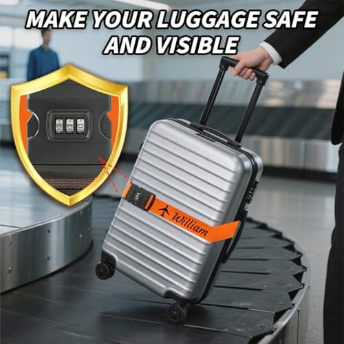 Personalised Luggage Strap with Lock,10 Pcs Custom Suitcase Strap — view 3